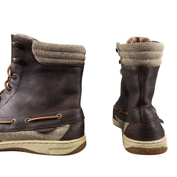 Sperry Shoes Womens 7.5 Boots Hikerfish Lace Up Moc Toe Leather Top Sider Brown - Picture 7 of 15
